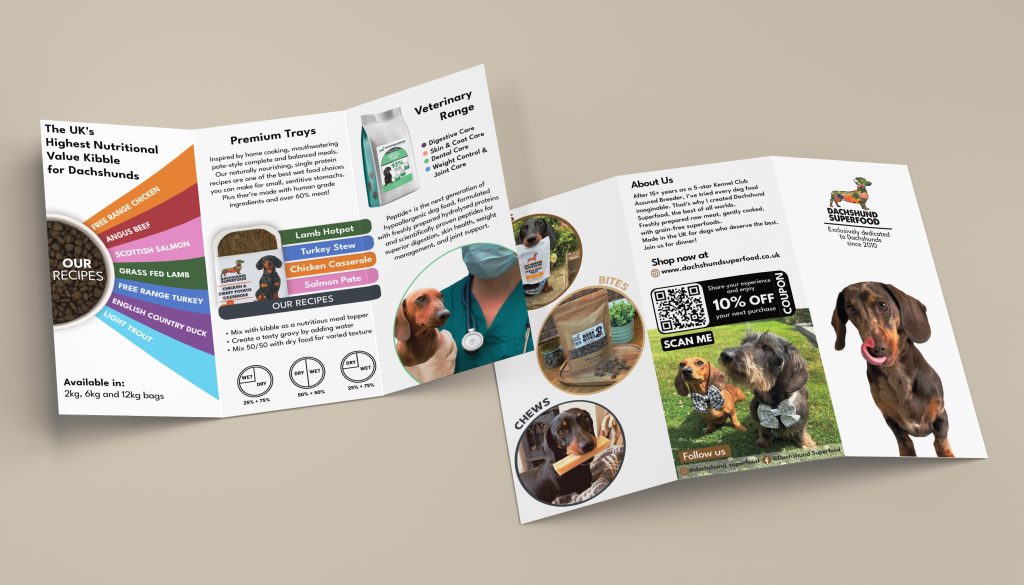 Flyer design trifold dog food brand